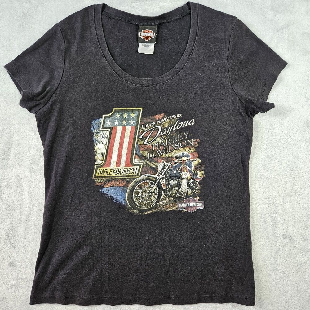 Harley Davidson T Shirt Womens Size XL Bruce Rossmeyer's Daytona FL Double Sided
